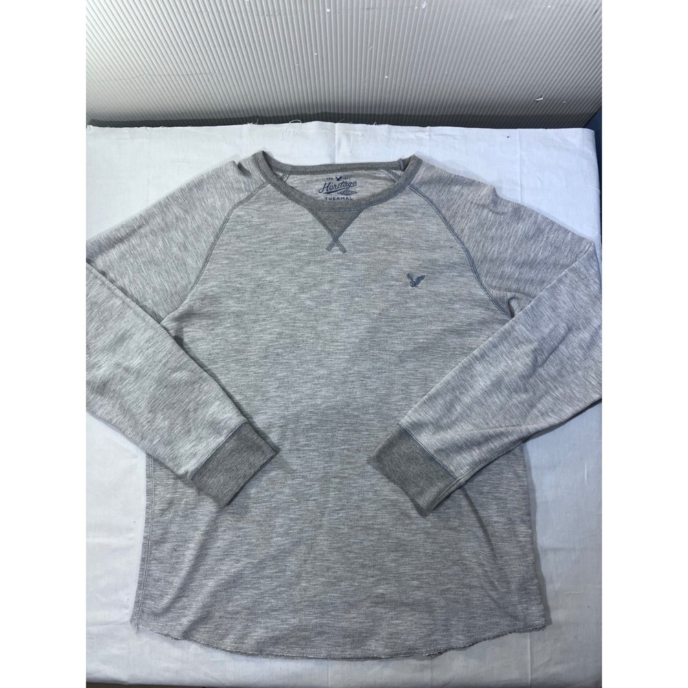 American Eagle‎ Mens Thermal Long Sleeve Henley Shirt XXL Gray Heritage Classic